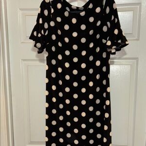 Polka Dot Midi Dress - Black and White